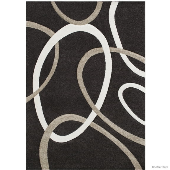 Allstar Rugs Allstar Woven Abstract Colorblock Modern Ring Design Rug Chocolate 10' 5" x 7' 1" 8' x 10'