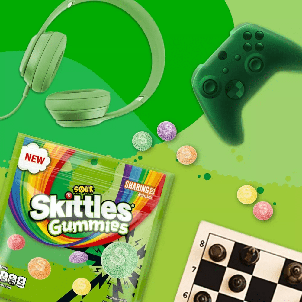 Skittles Sour Gummies, Assorted Fruit Flavors Candy, Resealable 12-Ounce Sharing Size (Pack of 4)