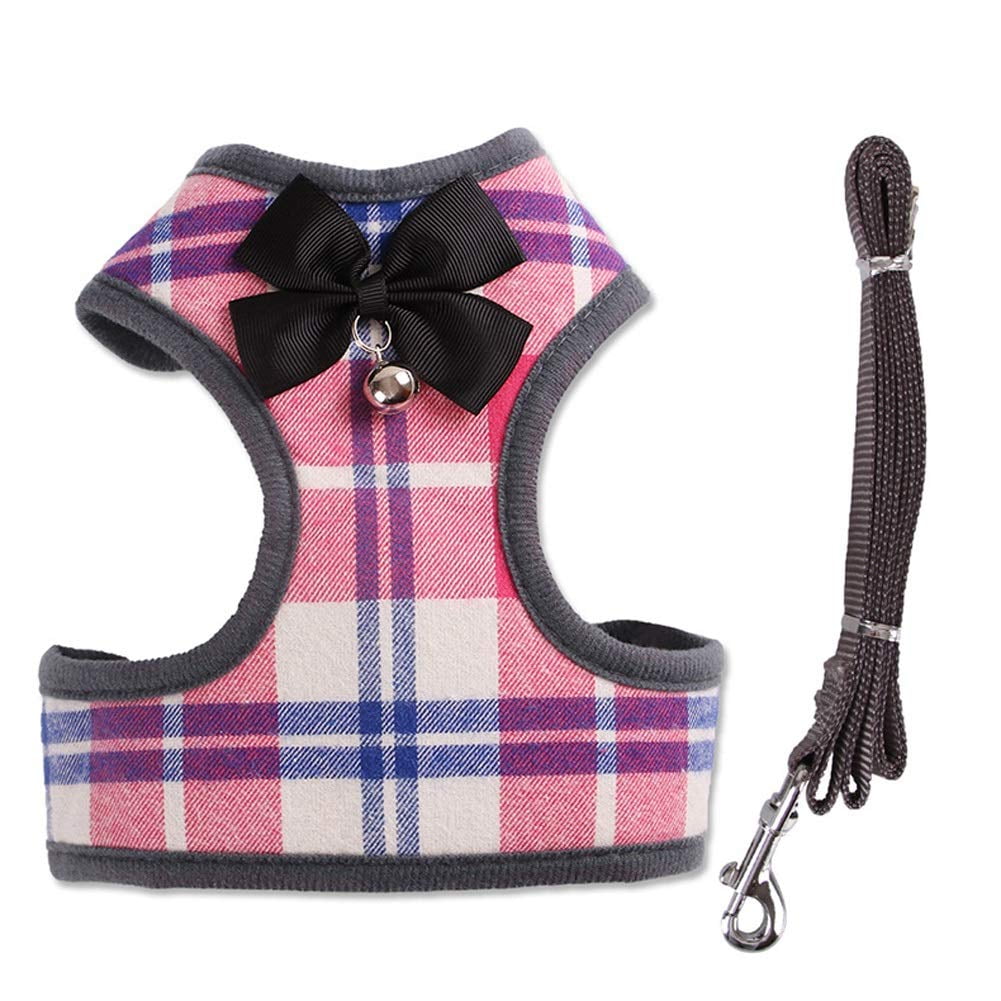 Rantow Heavy Duty Pet Dog Harness Vest + Pet Dogs Leash Classic Plaid
