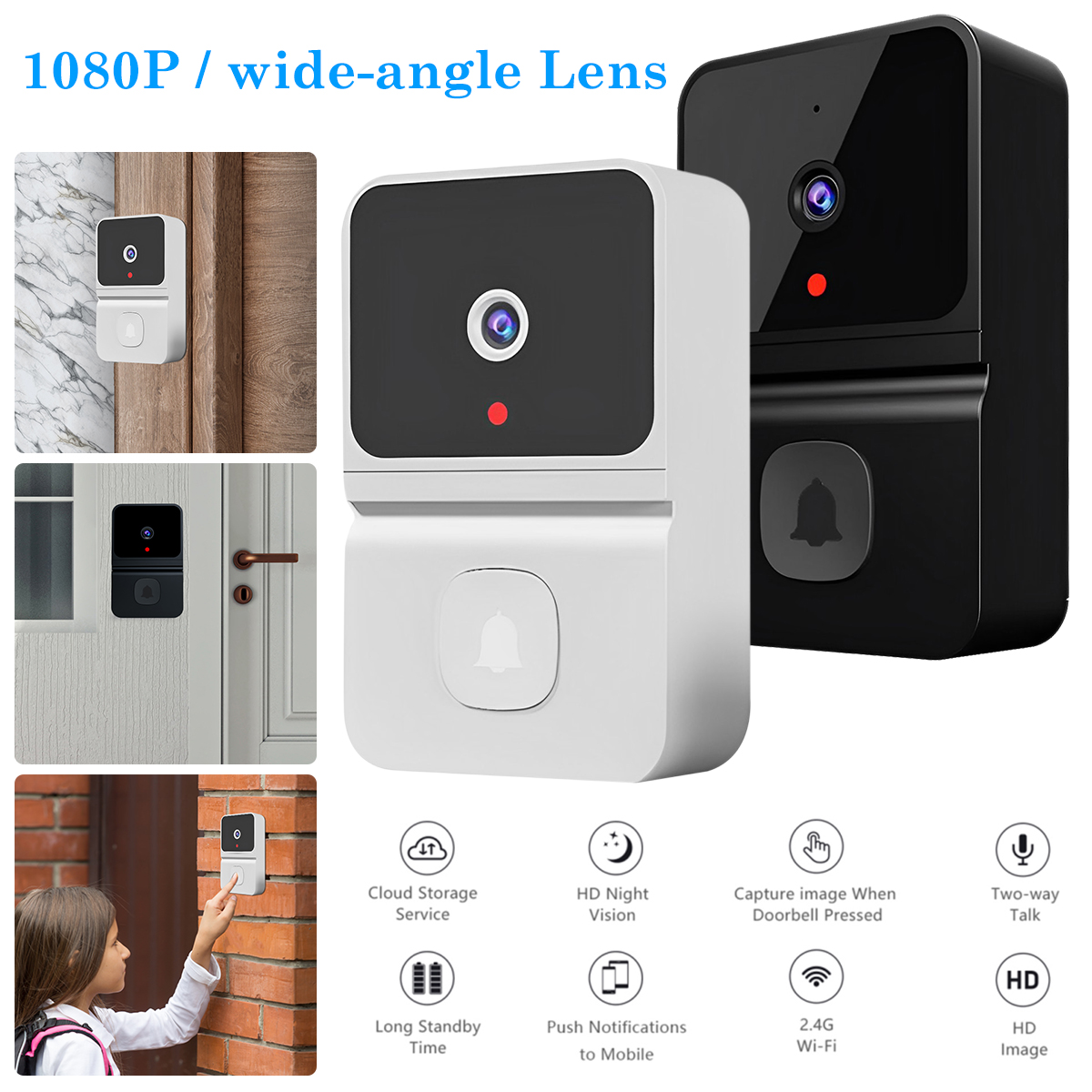 Doorbell Camera Wireless with Chime, Video Doorbell No Subscription, Voice Changer, Motion