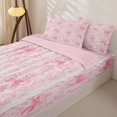 thumbnail image 3 of Homewish Girls Bowknot Floral Zipper Full Size Comforter Sets with Fitted Sheet and 2 Pillowcases,Girly Pink Zipper Bedding Set,Pink Reversible,4-Piece, 3 of 7