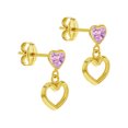 thumbnail image 2 of 14k Yellow Gold CZ Sweet Heart Dangle Dangling Earrings for Girls or Teens, 2 of 5