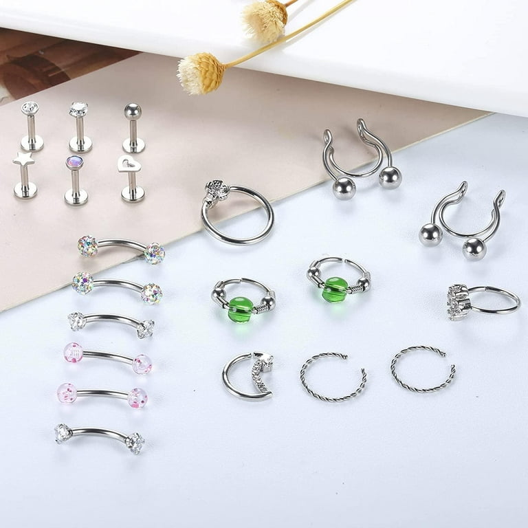 Teardrop Gem Labret Ear Stud Medusa 16g Surgical Steel 