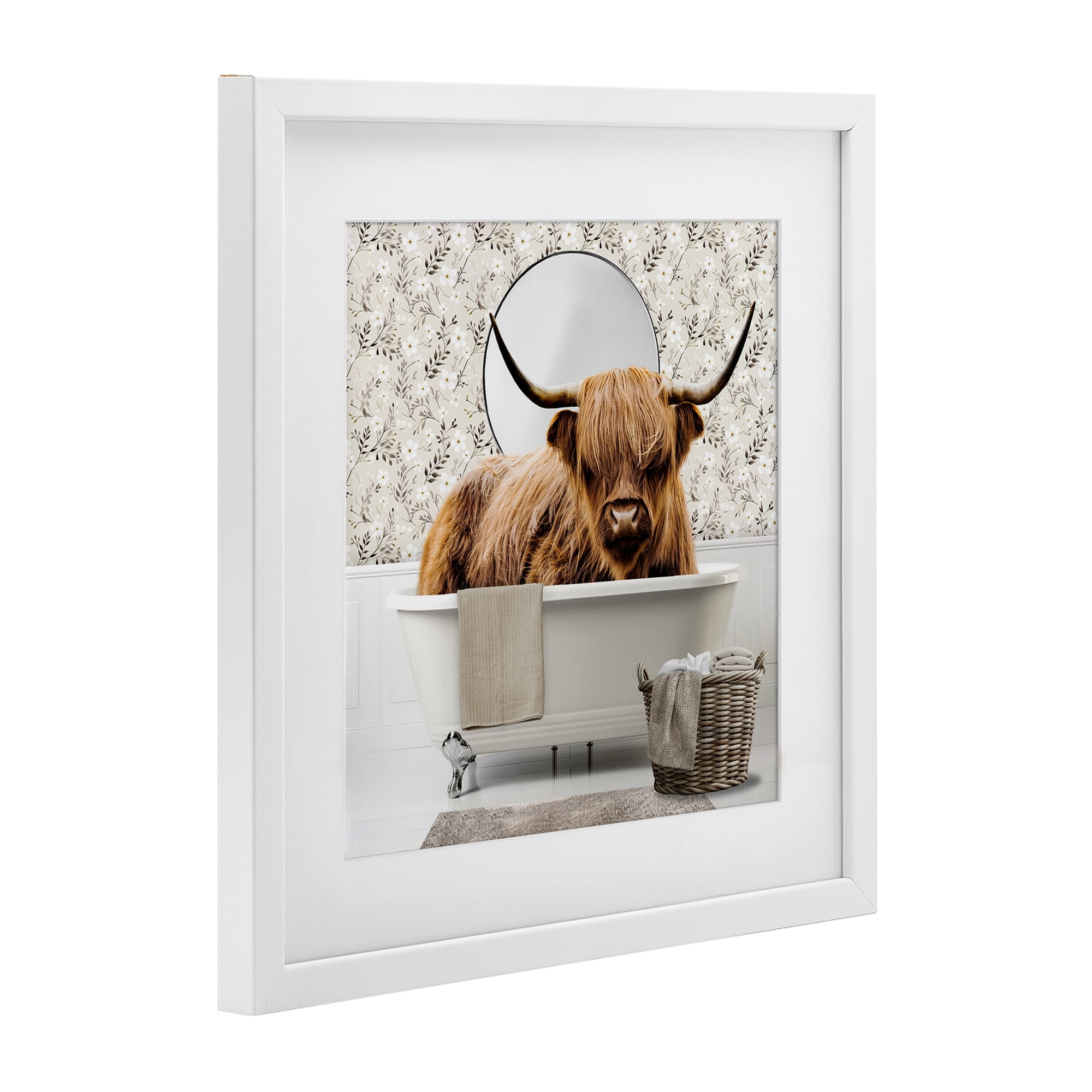 Stupell Industries Cottage Cattle Bath Time White Framed Print Under Glass, design by CAD Designs