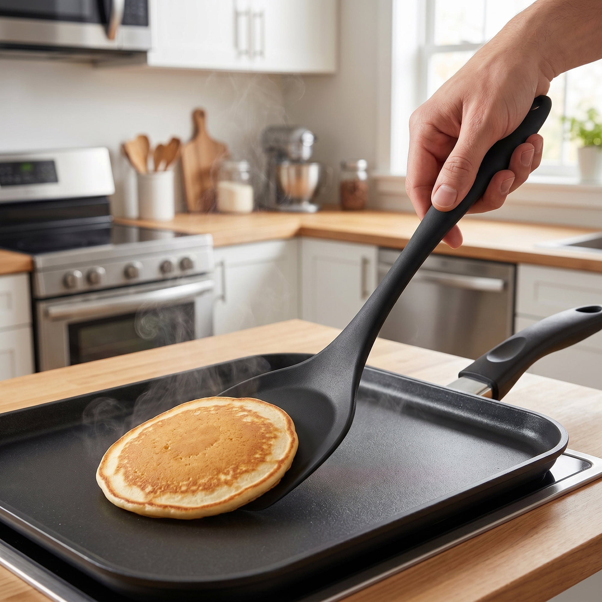 Unique Bargains Portable Kitchen Utensil Spatula Ideal for Flipping Black 13.8x3.9 in