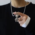 thumbnail image 4 of Collar de acero de titanio con colgante de oso de moda de hip hop para otoño/invierno, cadena de lana a juego, collar de conejo, 4 of 5