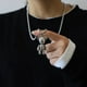 thumbnail image 2 of Collar de acero de titanio con colgante de oso de moda de hip hop para otoño/invierno, cadena de lana a juego, collar de conejo, 2 of 5