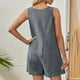 thumbnail image 5 of Traje de Hombro Fuera de las Mujeres de Color Sólido Elegante Cuello Redondo sin Mangas sin Botones con Bolsillos, Traje de Verano Casual, 5 of 9
