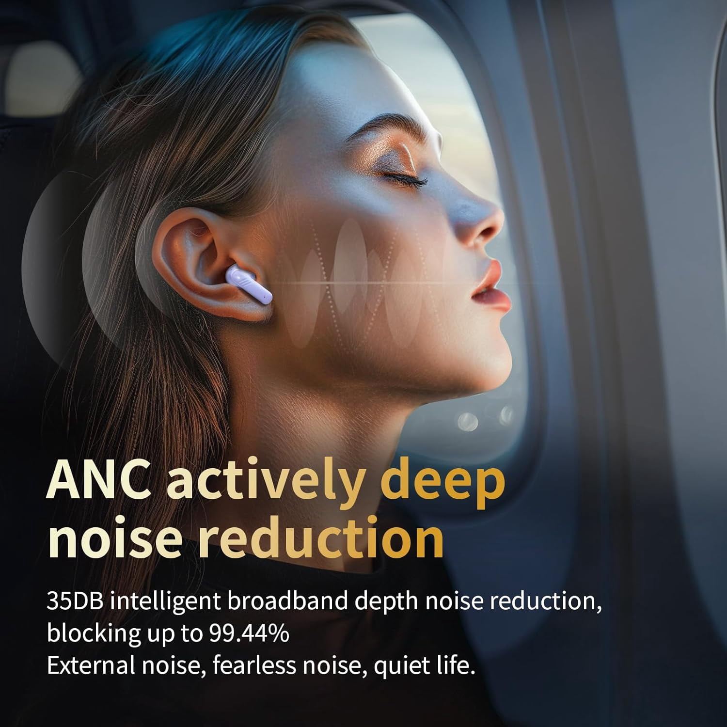 XIHAMA Touch screen earbuds Wireless Earbuds - Active Noise Cancelling Earbuds ANC with Smart Touch Screen - Ear Earbuds with Wireless Charging Case LED Display Deep Bass Earphones Headset with Built
