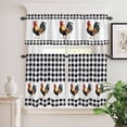 thumbnail image 2 of 3 Piece Kitchen Curtains and Valances Set Black White Plaid Rooster Cafe Curtains 36 Inch Length Vintage Farmhouse Checkered Valance & Tier Curtain for Living Room Bedroom Window 54"x18"+27"x36"*2, 2 of 6