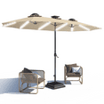 thumbnail image 2 of AECOJOY 15ft Patio Umbrella with Solar Lights,Outdoor Large Double Umbrella, Rectangle Table Umbrella with 156 PCS LED Lights and Crank Handle for Backyard Deck Pool Shade in Tan, 2 of 9