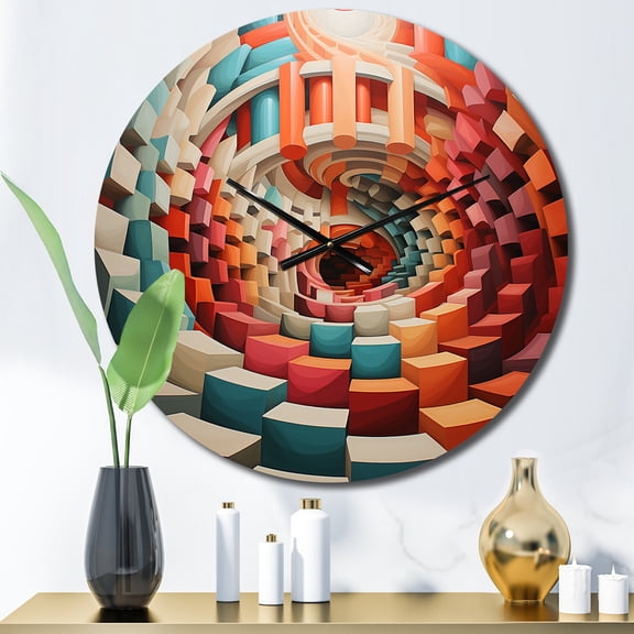 Designart "Surreal Op Art Spectrum Vibrant and Colorful IV" Abstract Oversized Wall Clock