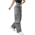 thumbnail image 3 of BXINGOHAI Sweatpants Womens Cargo Pants Wide Leg Joggers Baggy Drawstring Nairi Sweat Pants with Pockets Gray M, 3 of 8
