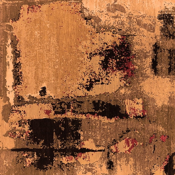 Ahgly Company Indoor Square Oriental Orange Industrial Area Rugs, 8' Square