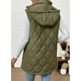 thumbnail image 5 of SHEWIN Womens Puffer Vest Full Zipper Hooded Long Quilted Jackets Sleeveless Winter Warm Coat Outerwear Green, 5 of 10