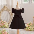 thumbnail image 6 of Annhoo Off the Shoulder for Girls Elegant Short Sleeve Cami Dress Bowknot Front Slit Dresses for Evening Party, 6 of 9