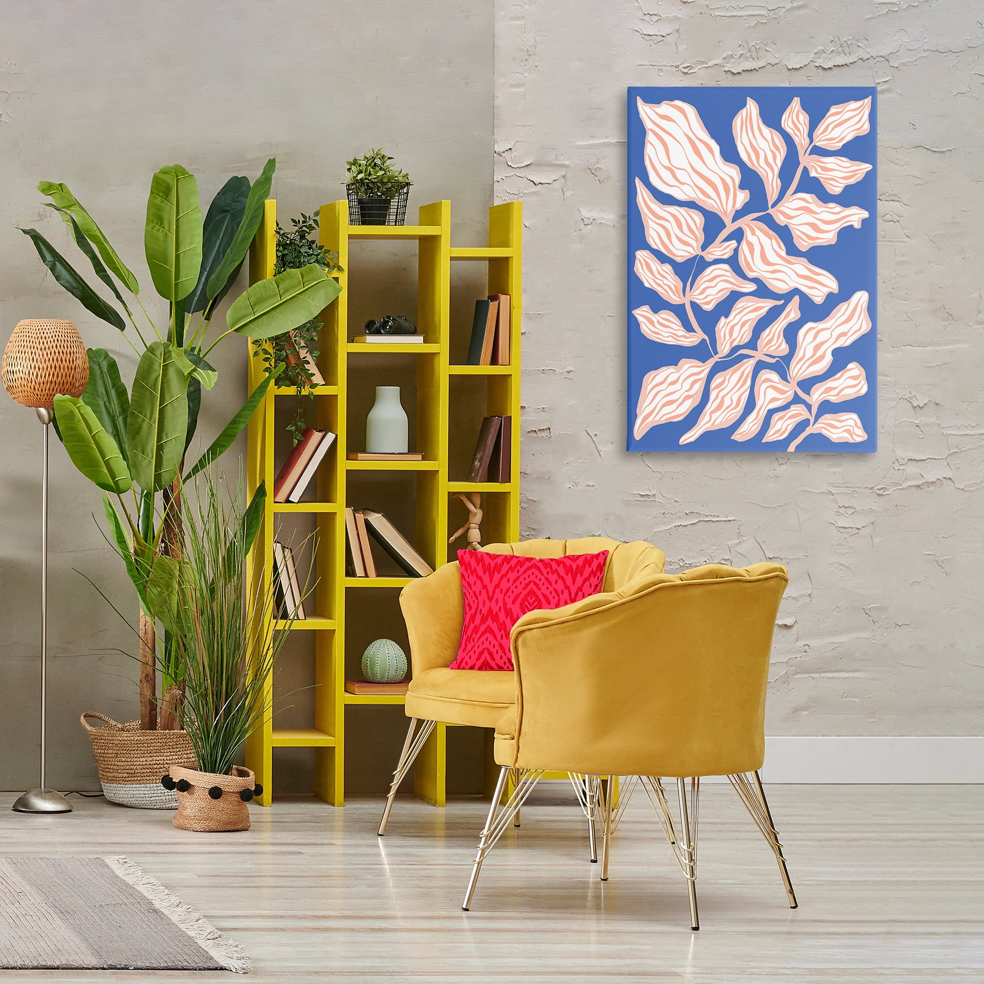 Stupell Industries Curving Leaves Impression Botanical & Floral Painting Gallery Wrapped Canvas Art Print Wall Art, 24 x 36