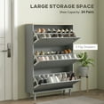 thumbnail image 4 of HOMCOM Armoire à Chaussures avec 3 Tiroirs Basculants pour 24 Paires de Chaussures, Gris, 4 of 10