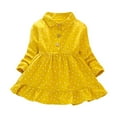 thumbnail image 3 of Actoyo Kids Girl's Long Sleeve Dress Polka Dot Vintage Peter Pan Collar Fit Party Dress Yellow 3-4 Years, 3 of 3