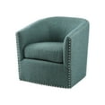 thumbnail image 3 of 300 Lbs Capacity Swivel Chair, 360° Rotation, Teal Upholstery With Gold/indigo Accents, Solid Wood & Plywood, Metal Base, High Density Foam Chair: Max Weight, Textured Upholstery, Metal, Dense, 3 of 4