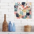 thumbnail image 6 of Full Of Cats Wall Clock Square Silent Non Ticking Battery Operated Clock for Home Bathroom Kitchen Bedroom Living Room, 6 of 8