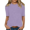 thumbnail image 2 of WTXUE Cotton Tops Basic Tees Casual 3/4 Sleeve T-Shirts Round Neck Tunic Tops Basic Tees Loose Fit Blouses Solid Color Pullover Casual Shirts Spring Shirts Business Blouses Rose Gold 3Xl, 2 of 5