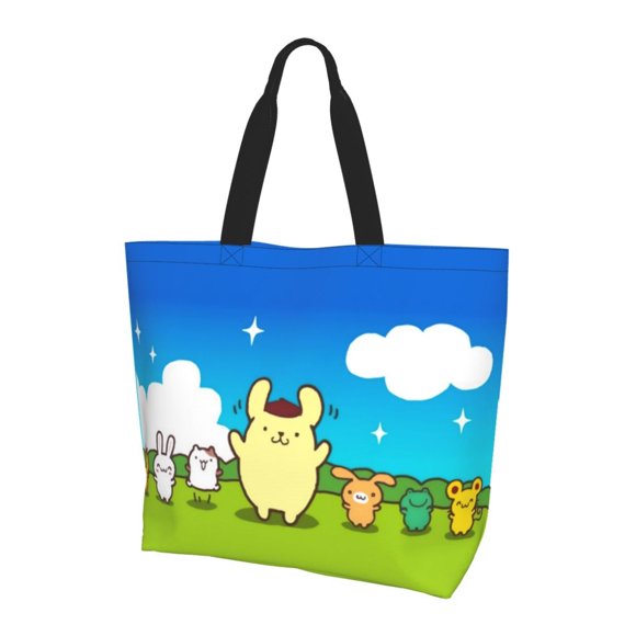 Happy Pompompurin Sac de Courses en Toile Écologique Sac de Rangement à Bandoulière