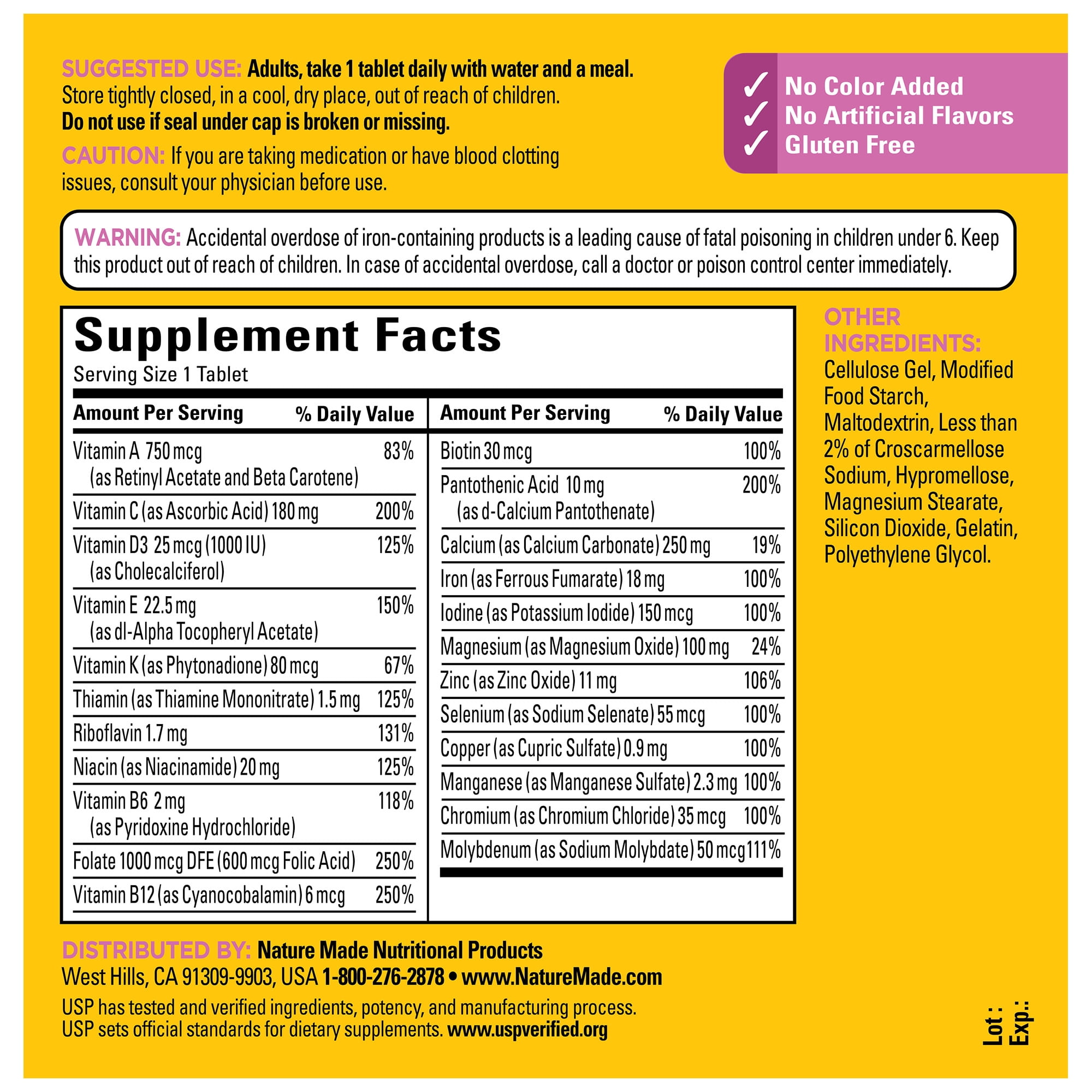 Nature Made Multi Vitamin For Women Tablets, Womens Multivitamin for Nutritional Support, 250 Ct