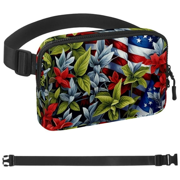 American Flag Plant Fanny Pack for Women and Men,Waist Bags, Running Waist Bag, Large Pouch & Adjustable Strap,Waterproof ,for Gym,Jogging, Cycling, Traveling, Fitness, Hiking