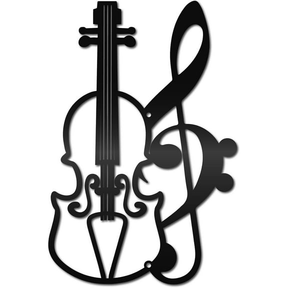 Colorful Violin Metal Wall Art Black Music Wall Decor Hanging Music Note Wall Art Silhouette Music Sign Ornament for Above The Bed Living Room Bedroom Hallway Outdoor Decoration 11.8 x 8Inch