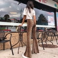 thumbnail image 4 of Pantalones acampanados de cintura alta elásticos de otoño europeos y americanos con estampado de leopardo para mujer, 4 of 6