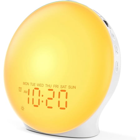 Sunrise Alarm Clock White Noise Machine with 25 Nature Sleep Sounds, Fully Dimmable Clock for Bedrooms, Heavy Sleepers & Kids, 17 Light Modes, HiFi Bluetooth Speaker