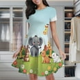 thumbnail image 2 of Cute Safari Animals In Garden Women's Classic Swing Skater Dress Casual Work Party Cocktail Dresses, 2 of 6