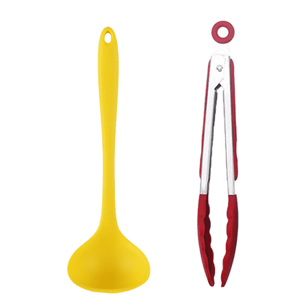 

Silicone Cooking Utensils Set Heat Resistant With Stainless Steel Core 2Pcs Non Stick and Comfortable Grip