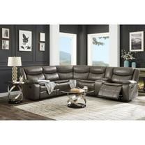Sectional Sofa (Motion), Taupe Leather-Aire Match