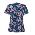 thumbnail image 4 of Naloa Lilies Flowers Print T-Shirts Short Sleeve V Neck Tees for Women Fashion Tops Trendy Lightweight Soft Casual Summer Outfits Clothes, 4 of 5