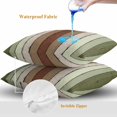 thumbnail image 4 of Throw Pillow Covers 20x20 Inch Set of 2, Sage Green Waterproof Outdoor Pillow Covers, Farmhouse Wood Grain Vintage Brown Striped Decorative Cushion Pillowcases for Couch, Sofa, Bed, Garden, Patio, 4 of 9