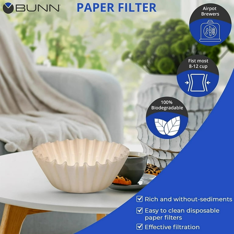 BUNN, Basket Coffee Filters, 100 ct, Flat-Bottom Reusable Pack of 4 -  Walmart.com