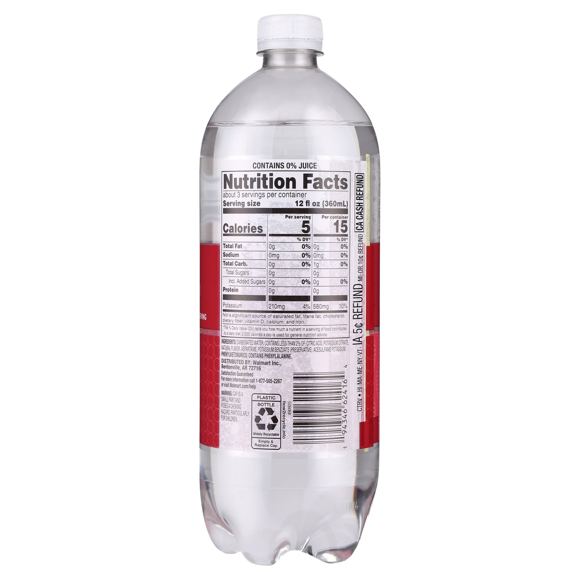 (12 pack) Clear American Strawberry Flavored Sparkling Water, 33.8 fl oz Bottle