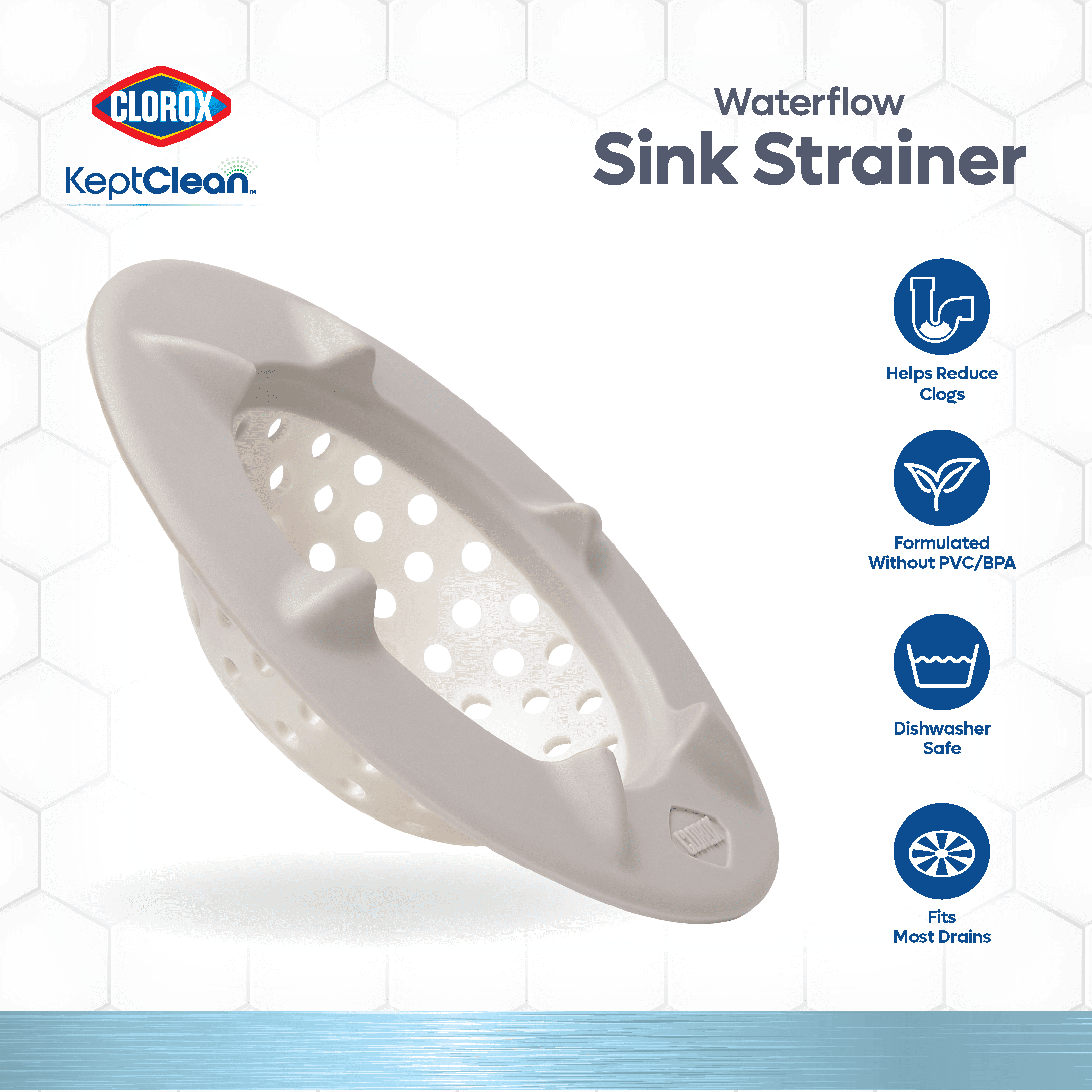 (3 pack) Clorox Waterflow Sink Strainer for Effective Drain Catching