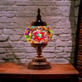 thumbnail image 3 of Silver Fever Handcrafted Mosaic Turkish Lamp Moroccan Glass Table Desk Bedside Light Bronze Base with E12 Bulb Wine Star of David, 3 of 6