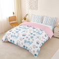 thumbnail image 2 of jejeloiu Cute Ocean Cat Print Bedding For Girls,Whale Jellyfish Pattern Duvet Cover Full,Blue White,Pink Reversible,3pcs,1 Duvet Cover and 2 Pillowcases, 2 of 6