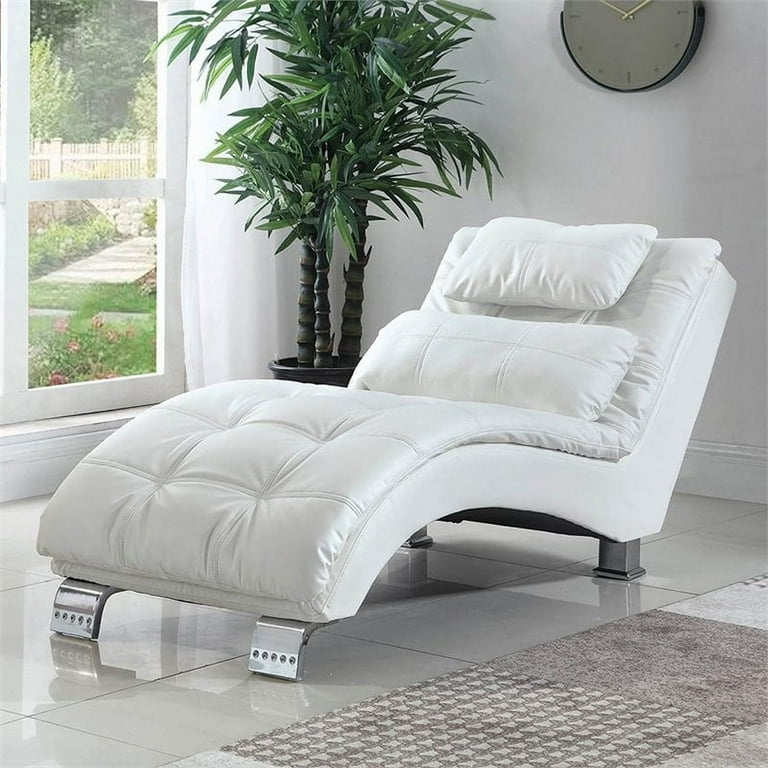 Coaster Dilleston Faux Leather Upholstered Chaise Lounge in White Walmart