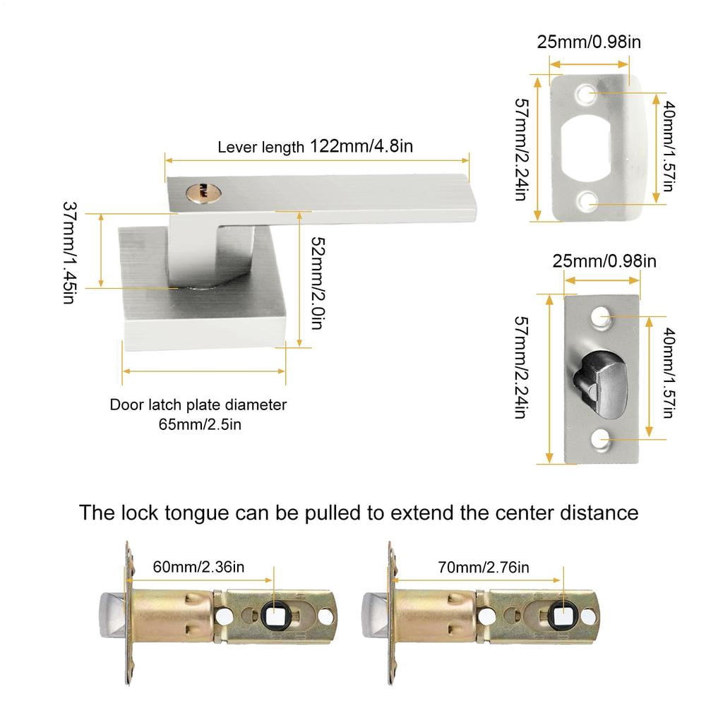 12 Pack Door Handles Interior, Passage Door Levers for Hallway&Closet, Interior Closet Door Knobs Heavy Duty Square Locking Handlesets(1.3lb), Reversible for Left&Right Sided Doors