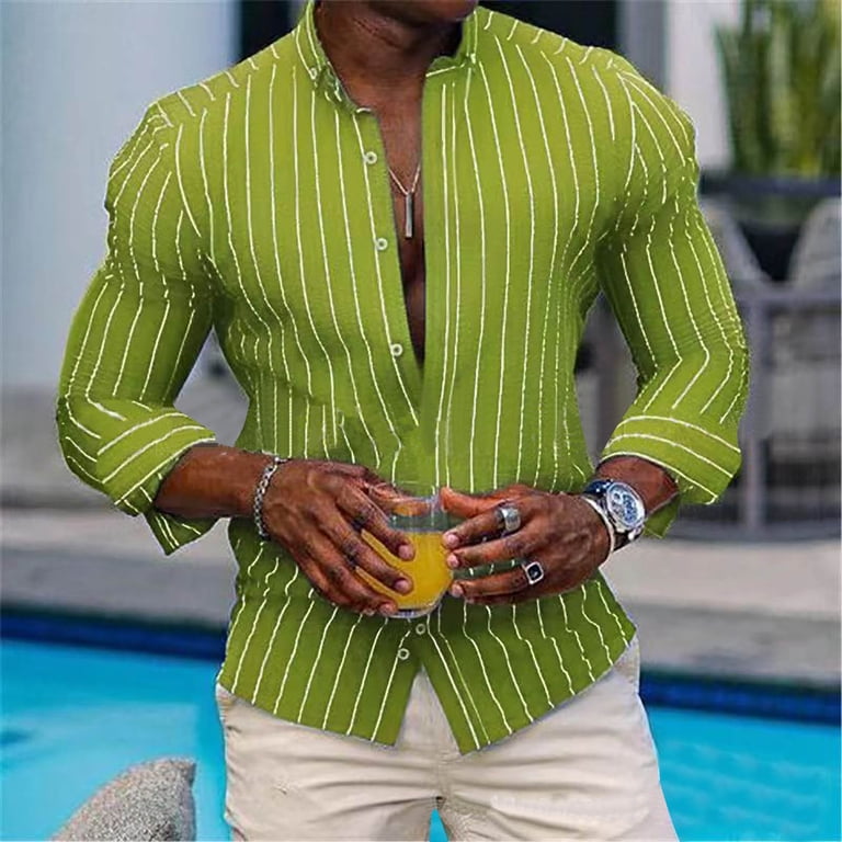 JSGEK Men's & Big Men's Striped Printed Button Down Dress Shirts Male Turn Down Collared Formal Blouse Long Sleeve Shirts Comfort Regular Fit Trendy Business Casual Stitching Color Block Green XXXL - JSGEK Men's & Big Men's Striped Printed Button Down Dress Shirts Male Turn Down Collared Formal Blouse Long Sleeve Shirts Comfort Regular Fit Trendy Business Casual Stitching Color Block Green XXXL -