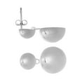 thumbnail image 5 of JewelStop Sterling Silver Polished Finish Puffed Round Double Button Drop Earrings with Push Back Clasp - 7.2gr., 5 of 5