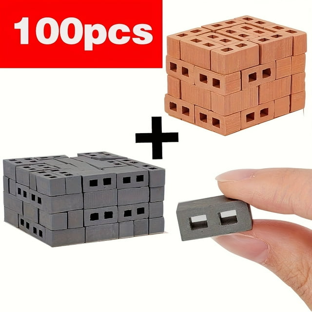 LOVEVER 100pcs Mini Cinder Blocks Realistic Fake Bricks Micro Building Blocks Micro Bricks Mini House Accessories for Mini Garden Landscape Model Architect Building Creative Gifts Christm