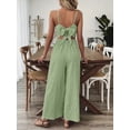 thumbnail image 6 of ZOELNIC Women's Summer Jumpsuit Spaghetti Strap Back Bow Romper, Wide Leg Vacation Outfit, Casual Resort Wear One Piece for Beach & Travel, M, 6 of 7