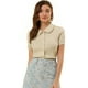 thumbnail image 1 of INSPIRE CHIC Camisa De Manga Corta Suave Con Botones Y Cuello Peter Pan Dulce Para Mujer Beige XL, 1 of 6