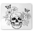thumbnail image 1 of Day of the Dead Mouse Pad, Skull with Flower Blooms and Butterflies Vintage Gothic Design Print, Rectangle Non-Slip Rubber Mousepad, Black and White, by Ambesonne, 1 of 2